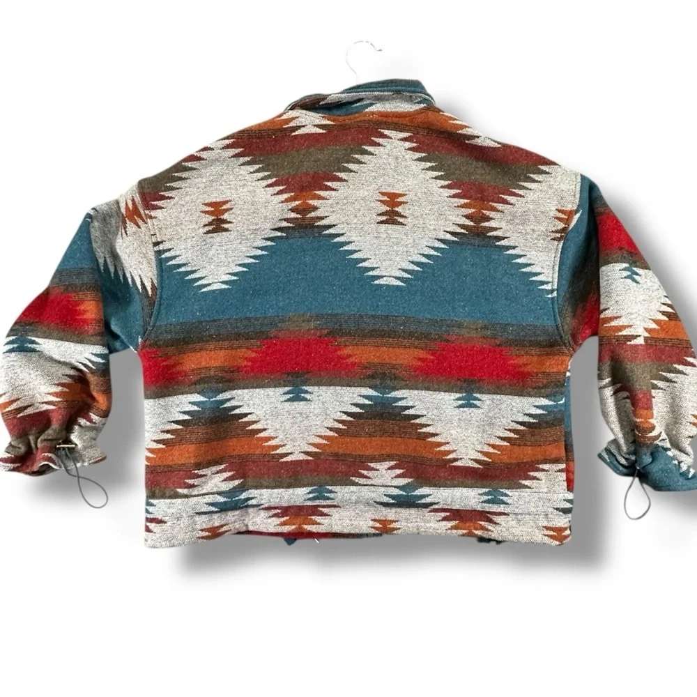Vintage Southwestern Aztec Print Zip-Up Jacket Size Medium Multicolor